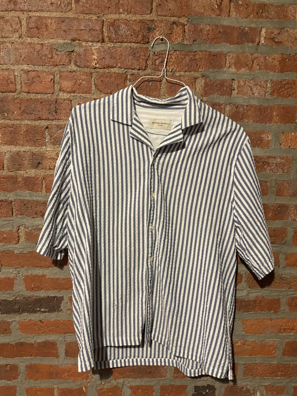 Officine Générale men’s button down short sleeve shirt, size XL